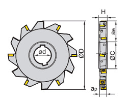 Three Edge Milling Cutter Head Untuk MPHT06/08/12 Series Blades Carbide Boring Bar